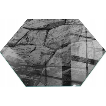 Obraz Skleněná deska s motivem pod kamna - přírodní kamenný vzor Šestiúhelník 40 cm