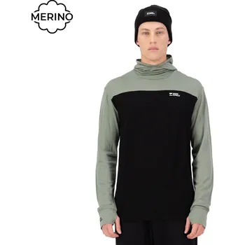 Tričko Mons Royale Yotei Merino Powder Hood LS willow/black L 2026 - Odesíláme do 24 hodin