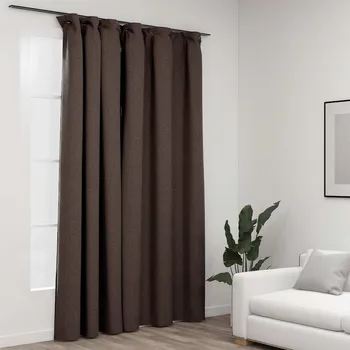 Zatemňovací závěs s háčky vzhled lnu taupe 290 x 245 cm IM_321207