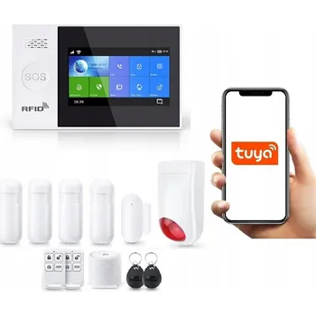 Sada domovního alarmu BEZDRÁTOVÝ LCD ALARM 4.3' GSM WiFi SMS TUYA V POLŠTINĚ 4xPIR + SIRÉNA