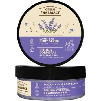 Tělový peeling GREEN PHARMACY Cukrovo-solný tělový peeling Levandule a lněný olej, 200 Ml