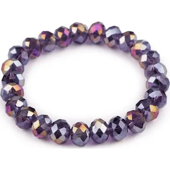Náramek Náramek pružný z broušených korálků s AB efektem, malé, 4 fialová tmavá AB