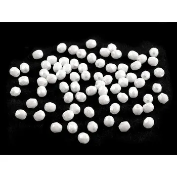 Dětské navlékací korálky Skleněné korálky broušené ohňovky 3 mm, malé, 10 03000/14400 bílá mléčná