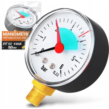 Příslušenství ke kompresoru MANOMETR 50mm 6 bar 1/4" BOČNÍ TLAKOMĚR Hodiny Tlaku Kotoučový 0S