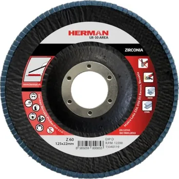 Brusný kotouč HERMAN Lamelový kotouč na nerez 125 mm/P60 LR-10 Area zirconia