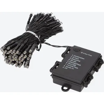 Vánoční dekorace Vánoční LED řetěz s časovačem na baterie 7m teple bílý