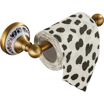 DRŽÁK TOALETNÍHO PAPÍRU DO KOUPELNY NÁSTĚNNÝ MOSAZNÝ RETRO ANTIK