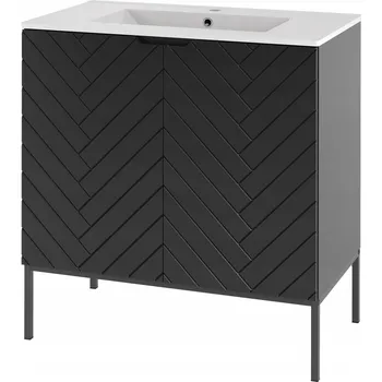 Koupelnový nábytek ASPEN-08 - Skříňka s umyvadlem 2D 80 cm Černá Matná Sada-3 Černý Rám