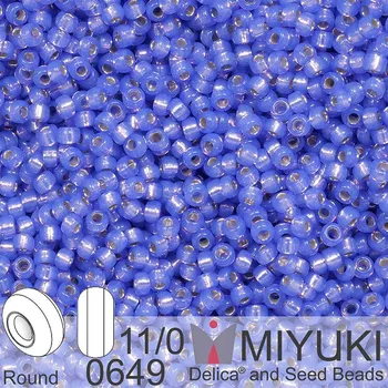 Korálek Korálky Miyuki Round 11/0. Barva 0649 Dyed Violet Silverlined Alabaster. Balení 5g.