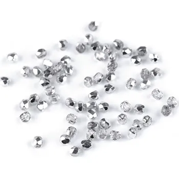 Dětské navlékací korálky Skleněné korálky broušené ohňovky 3 mm, malé, 15 00030/27001 stříbrná