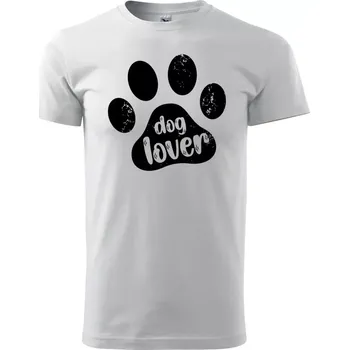 Sablio Tričko s potiskem Dog lover - bílé 5XL