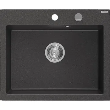Granitový dřez MEXEN - Elix granitový dřez 1-miska 600 x 500 mm, černá kropenatá, sifon chrom 6525601005-76