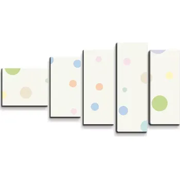 Obraz Sablio Obraz - 5-dílný Tříbarevné puntíky - 100x60 cm