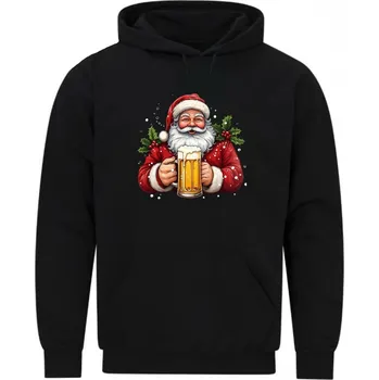 Pánská mikina Pánská mikina Vánoční Santa s Pivem (Velikost: 5XL, Barva: Černá)
