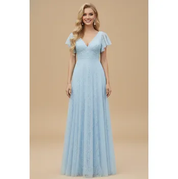 Dámské šaty EVER PRETTY Krajkové Šaty pro družičky světle modré Barva: Světle modrá, Velikost: 36