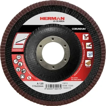 Brusný kotouč HERMAN Lamelový kotouč na ocel 115 mm/P120 LS-10 Area corundum