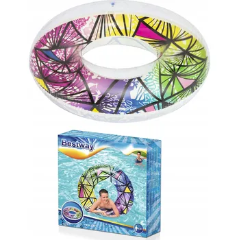 Bestway 36232 plovák do bazénu a na pláž, vícebarevný, Průhledný plavecký kruh, PVC vzor