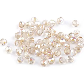 Korálek Skleněné korálky broušené ohňovky 3 mm, velké, 4 00030/98534 béžová nejsv.