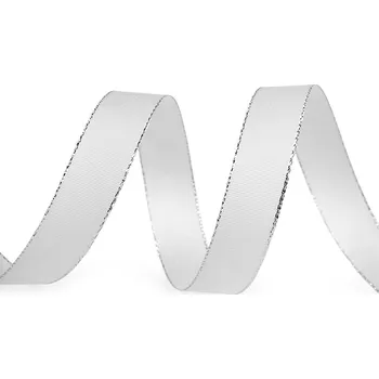 Stuha Stuha taftová s lurexem šíře 15 mm, střední, 100 bílá stříbrná