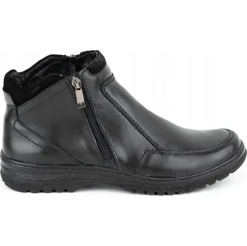 Dámské kozačky Pánské kožené zimní boty / kozačky na zip POLSKÉ 816 černé 44