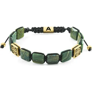 Náramek Elysian | Plochý náramek zlaté barvy s&nbsp;korálky ze zeleného tygřího oka - Arkai