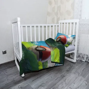 Povlečení Sablio Mikroplyšové dětské povlečení do postýlky Pokemon ball Krajina - 120x90 / 40x60