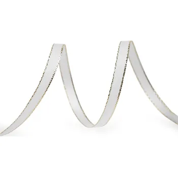 Stuha Stuha taftová šíře 6 mm s lurexem, střední, 100 bílá zlatá