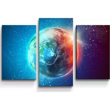 Obraz Sablio Obraz - 3-dílný Země ve vesmíru - 75x50 cm