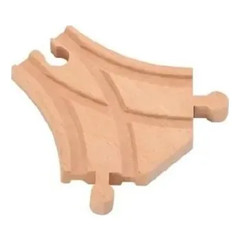 Dřevěná hračka Dřevěná malá rozdvojená kolej 9,1 x 9 x 1,2 cm Rozdělení tratě do dvou směrů Praktický spojovací díl pro tvorbu větví a rozšíření vlakové dráhy