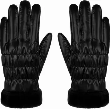 Rukavice Dámské zimní rukavice módní prošívané černé KOŽÍŠEK zateplené dotykové