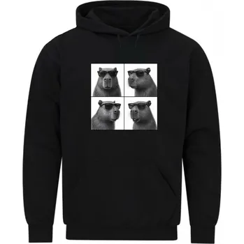 Pánská mikina Pánská mikina Kapybara v Brýlích (Velikost: 5XL, Barva: Černá)