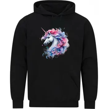 Pánská mikina Pánská mikina Jednorožec s Růžovou Hřívou (Velikost: 5XL, Barva: Černá)