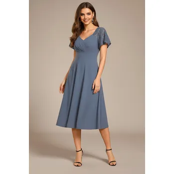 Dámské šaty EVER PRETTY Společenské midi šaty MOLLY modré Barva: Modrá, Velikost: M