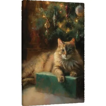 Obraz Dovido Obraz sváteční atmosféra s kočkou