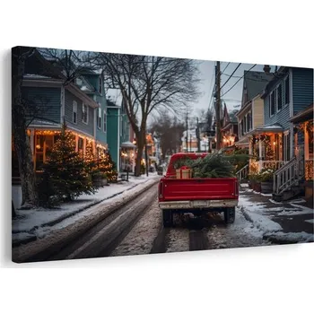 Obraz Dovido Obraz vánoční cesta v červeném autě