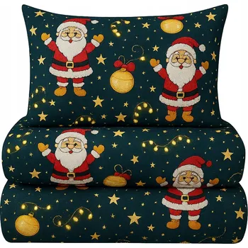 Povlečení Povlečení 220x200 vánoční bavlněný satén vánoční stromeček sob dárek