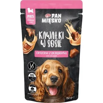 Krmivo pro psa Pan Mięsko Kousky v omáčce JUNIOR Telecí s křepelkou 150g