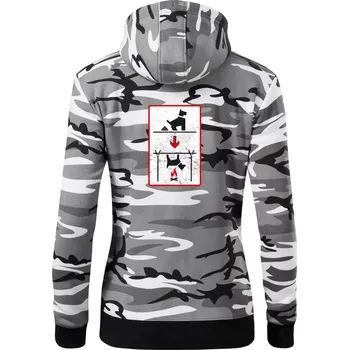 Dámská mikina Tričko pro odpůrce sraní na chodníku - Dámská mikina trendy zipper s kapucí - L ( Šedý maskáč )