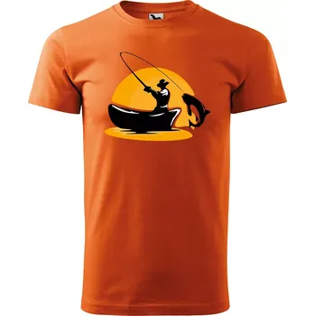 Pánské tričko Sablio Tričko s potiskem Rybář 1 - oranžové L