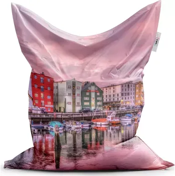 Sedací pytel Sablio Sedací vak Classic Barevné domky na pobřeží - 150x100 cm