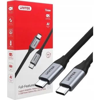 Datový kabel Kabel USB-C - USB-C PD 100W 4K 60Hz 10 Gbps 1,0 m Unitek C14082ABK černý