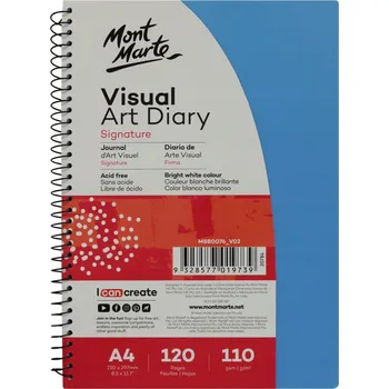 Blok Blok na Kreslení Visual Diary se Spirálovou Vazbou Mont Marte A4, 120 Listů, 110 g/m²