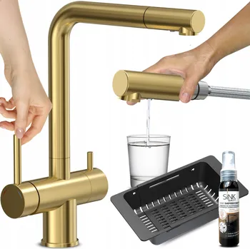 Vodovodní baterie Stojánková kuchyňská baterie Sink Quality ELLEN zlatá