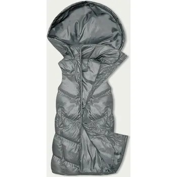 Dámská vesta Šedá péřová vesta s kapucí a stojáčkem od J.STYLE, odstíny šedé XL (42) i392_22340-53