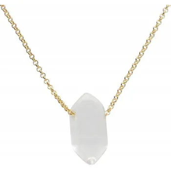 Náhrdelník Zlatý náhrdelník AMULET PŘÍRODNÍ KÁMEN křišťál horský HRANA SOPEL 60 cm