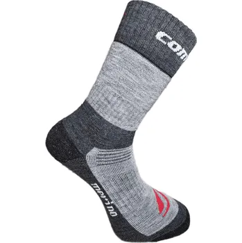 Pánské ponožky CSX-MEDVĚD vlněné merino ponožky COMPRESSOX 43-46 sv. šedá / tm. šedá