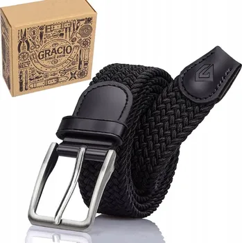 Opasek Pásek Pánský Černý Pletený Elastický 3 cm Bez Dírek Nastavitelný 115-135