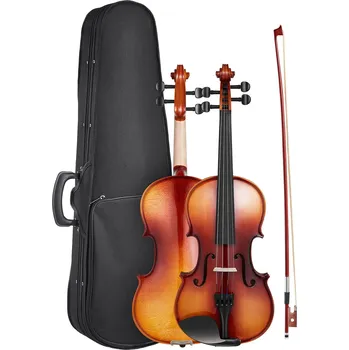 Housle Vevor Housle 4/4 355 mm, masivní dřevo, lesklá hnědá, pro začátečníky