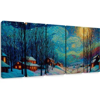 Obraz Dovido 5-dílný obraz zimní hvězdná noc