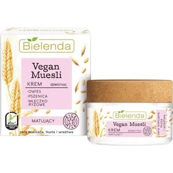 Pleťový krém Bielenda Vegan Müsli Matující Krém na Obličej s Rýžovým Mléčkem 50 ml